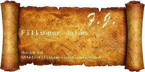 Fillinger Jolán névjegykártya