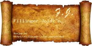 Fillinger Jolán névjegykártya